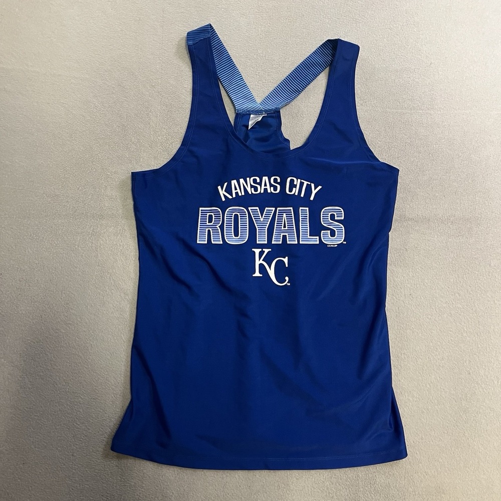 Kansas City Royals MLB Tank Top Women's Large Racerback Blue Performance Gym